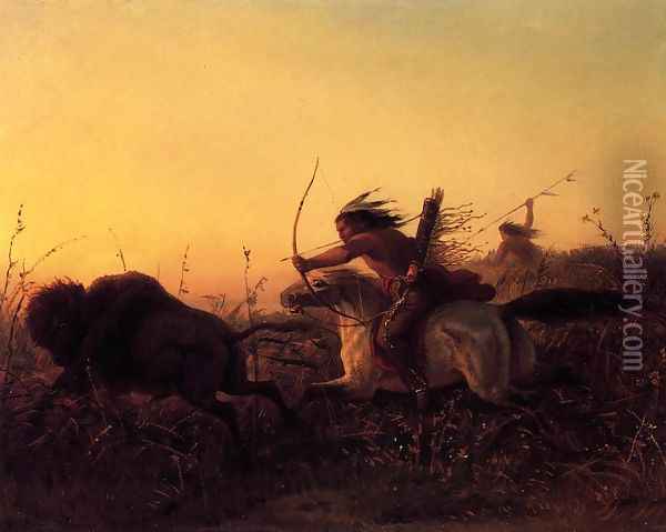 Indian Buffalo Hunt Oil Painting - Carl (Charles Ferdinand) Wimar
