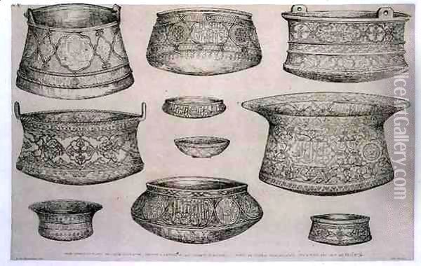 Designs for Arab and Persian Bowls and Basins, from 'Art and Industry' Oil Painting - Jean Francois Albanis de Beaumont