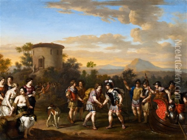 Aeneas' Arrival In Latium Oil Painting - Gerard Hoet the Elder