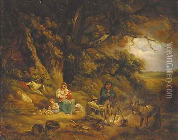 A gypsy encampment Oil Painting - Thomas Hand