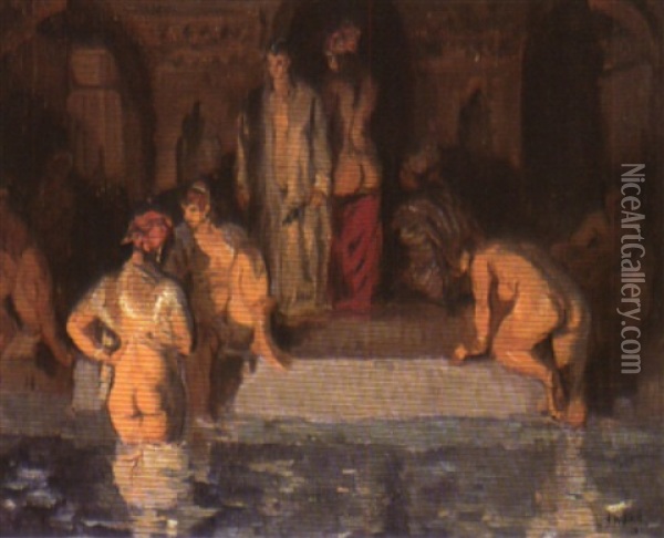 Scene De Bain Turc Oil Painting - Amandus Faure