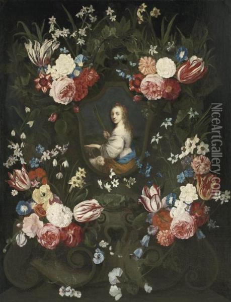 Saint Agnes Oil Painting - Jan van Kessel