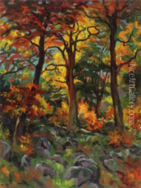 Herbstwald Oil Painting - Friedrich Wilhelm Mook