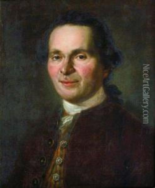 Portrait De Gentilhomme. Oil Painting - Jean-Baptiste Perronneau
