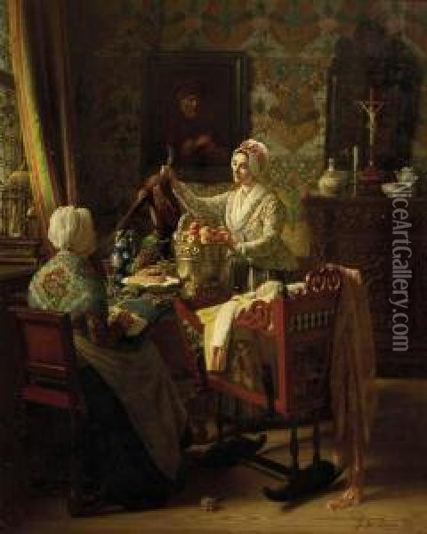 A Blessed Household Oil Painting - J.D. Stevens