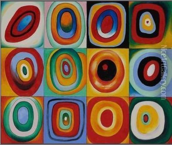 Farbstudie Quadrate (color Study Of Squares) Oil Painting - Wassily Kandinsky