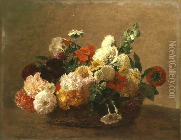 Flower Still Life Oil Painting - Ignace Henri Jean Fantin-Latour