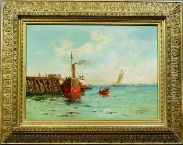 Attributed To Dennis Miller Bunker , By The Sea Oil Painting - Dennis Miller Bunker