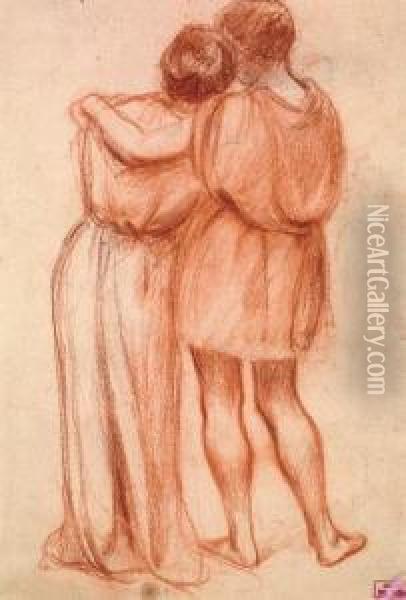 Couple A L'antique Vue De Dos Oil Painting - Hippolyte Petitjean