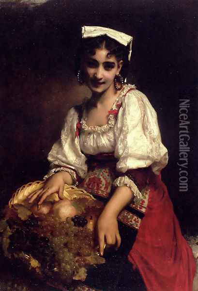 An Italian Beauty Oil Painting - Etienne Adolphe Piot