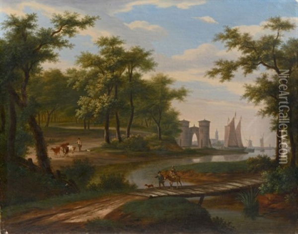 Le Passage Du Pont De Bois Oil Painting - Frans Swagers