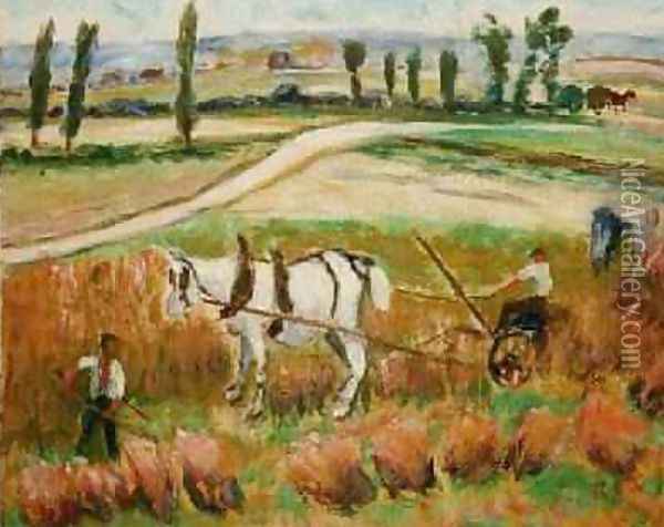 Harvesting with a White Horse Oil Painting - Roderic O'Conor