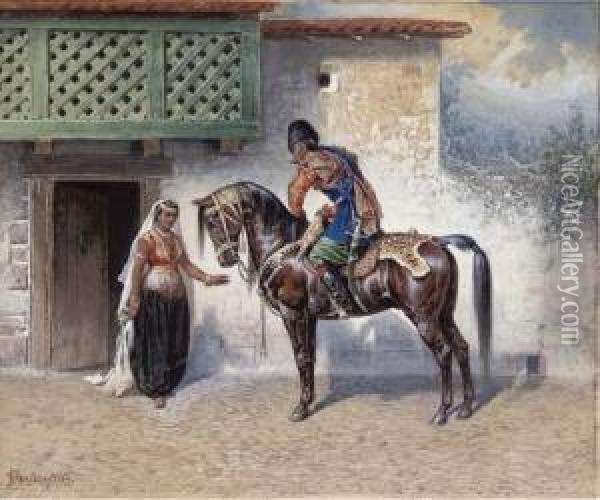 A Caucasian Horseman Returns Oil Painting - Ivan Petrovich Prianishnikov