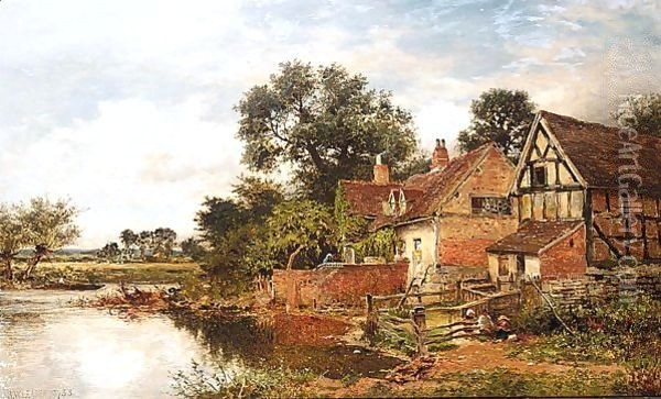 An Old Worcestershire Manor House Oil Painting - Benjamin Williams Leader