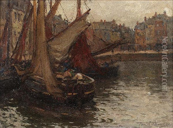 A Continental Harbour Oil Painting - Terrick John Williams