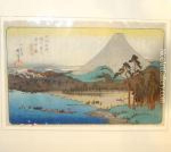 Honcho Meisho, Shunshu Fujigawa Oil Painting - Utagawa or Ando Hiroshige