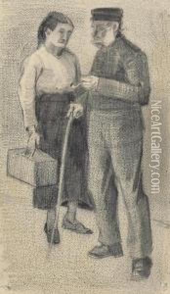 Oude Man En Vrouw Oil Painting - Vincent Van Gogh