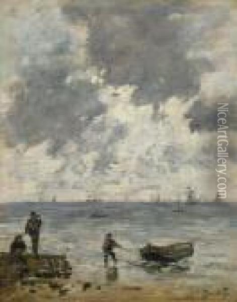 Le Havre. La Mer Au Soleil Couchant Oil Painting - Eugene Boudin