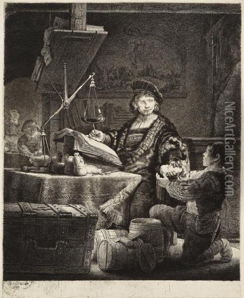 Jan Uytenbogaert, Gen. Der Goldwager Oil Painting - Rembrandt Van Rijn