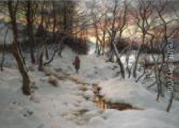 When The West With Evening Glows Oil Painting - Joseph Farquharson