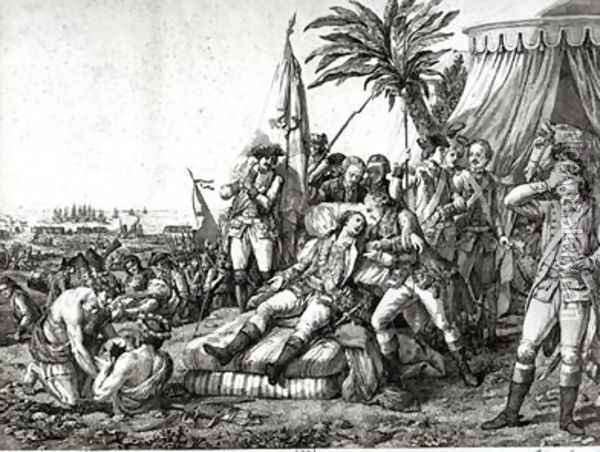 The Death of Marquis de Montcalm de Saint-Veran in front of Quebec 14 September 1759 Oil Painting - Pietro Antonio Martini