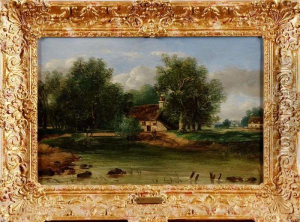 Landskap Med Vattendrag Oil Painting - A.H. Vickers