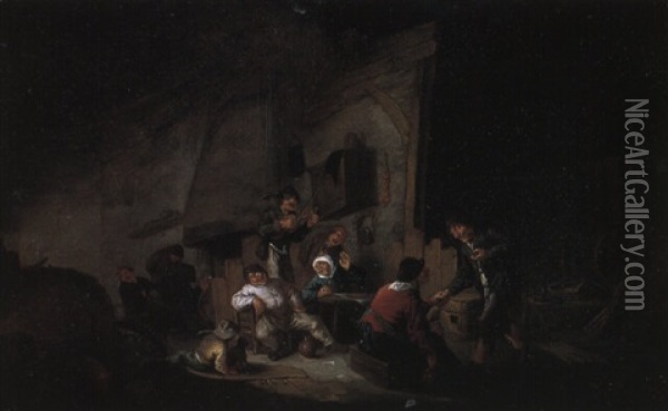 Boors Merrymaking In A Barn Oil Painting - Adriaen Jansz van Ostade
