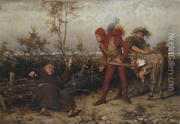 Sonderbare Begegnung Auf Der Landstrase Oil Painting - Gustav Laeverenz