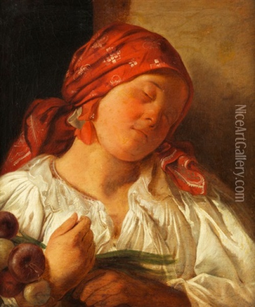 Bildnis Eines Schlafenden Bauernmadchens Oil Painting - Eduard Swoboda