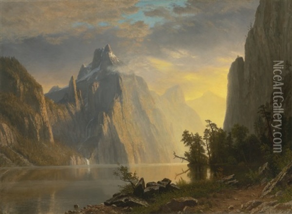 Lake In The Sierra Nevada Oil Painting - Albert Bierstadt
