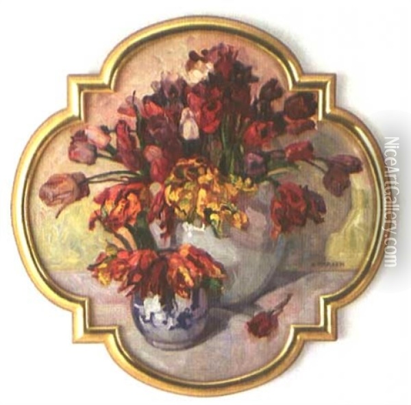Tulpen In Keramikvasen Oil Painting - Alfred Marxer
