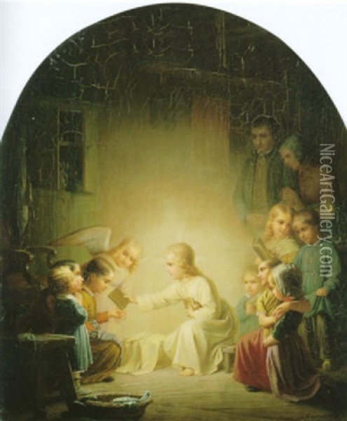 Der Weihnachtsabend Oil Painting - Johann Georg Meyer von Bremen