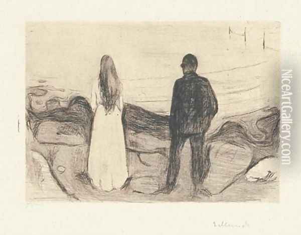 Zwei Menschen. Die Einsamen Oil Painting - Edvard Munch