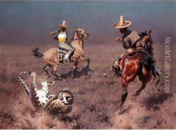 La Chasse Au Leopard Oil Painting - Hugo Ungewitter