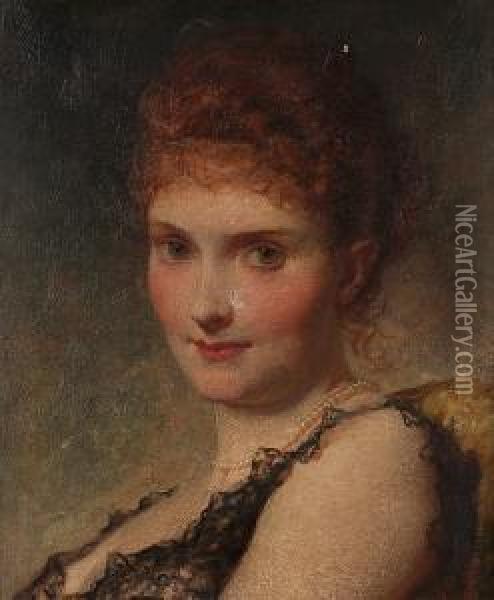 A Society Beauty, Signed And Dated 'g.e. Hicks 1888', Oil On Canvas Oil Painting - George Elgar Hicks