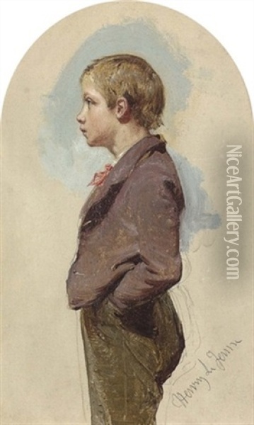 Study Of A Boy Oil Painting - Henry Lejeune