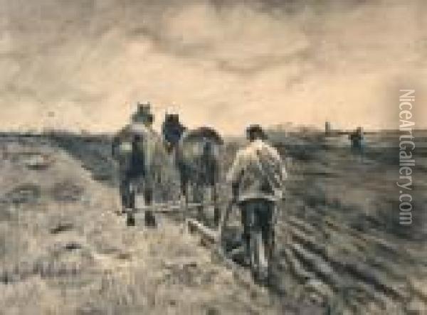 Ploegende Boer Oil Painting - Anton Mauve