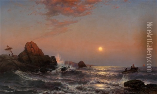 Sunset Over The New England Coast Oil Painting - Mauritz Frederick Hendrick de Haas