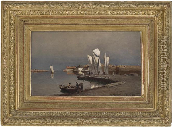Harbour Oil Painting - Nikolai Ulfsten