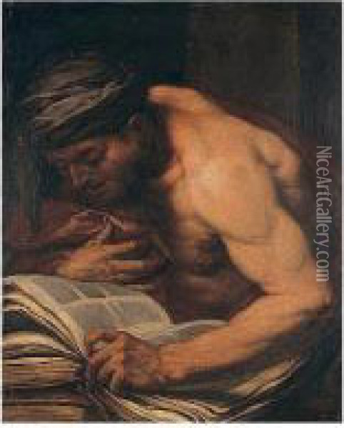 A Philosopher Oil Painting - Giovanni Battista Langetti