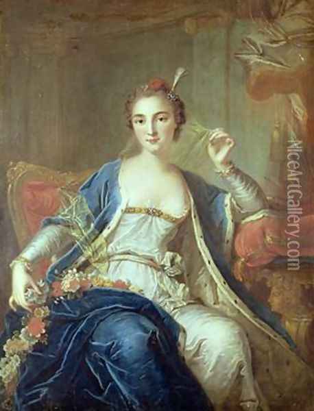 Portrait of Mademoiselle Marie Salle 1702-56 1737 Oil Painting - Louis Michel van Loo