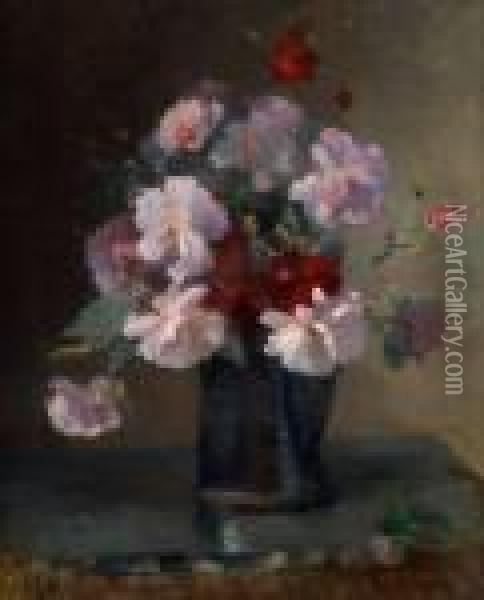 Bouquet De Fleurs Roses Oil Painting - Albert Lebourg
