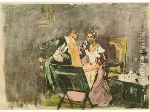 [les Amateurs]. Troisieme Adresse Pour Ed. Sagot, 39 Bis, Rue Dechateaudun. 1902. Oil Painting - Alexandre Lunois