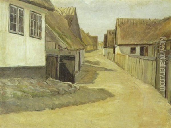 Gade I Gilleleje Oil Painting - Albert Gottschalk