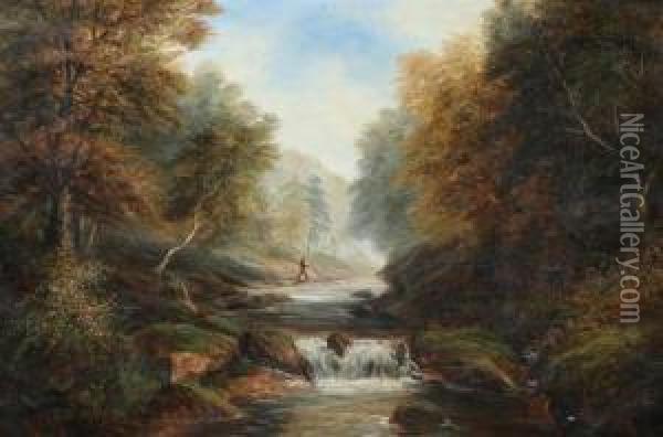 On The River Hebden Oil Painting - John Mellor