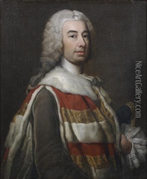 Portrait D'un Magistrat Oil Painting - George Knapton