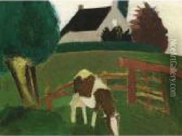 Grazing Cow Oil Painting - Gustave De Smet