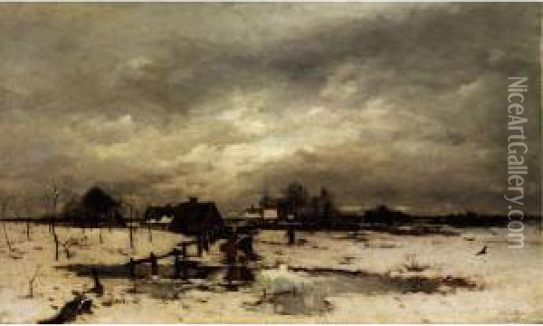 Abendliche Winterlandschaft Oil Painting - Ludwig Munthe