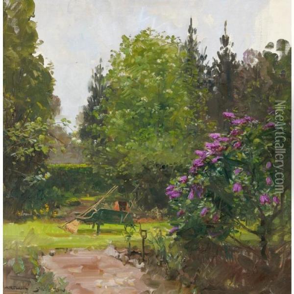 Garden Green Oil Painting - Arthur Ernest Streeton