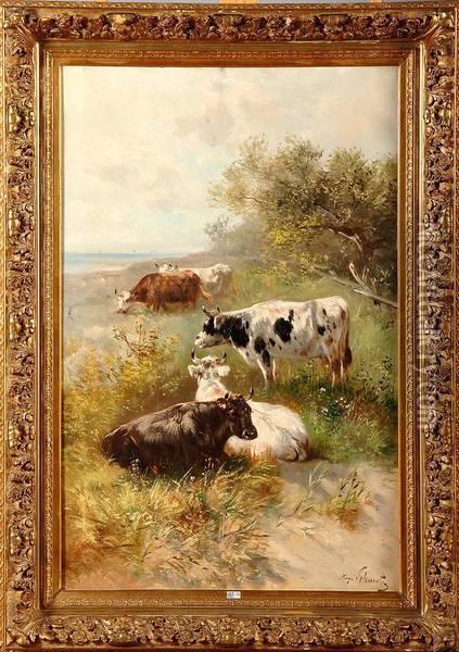 Vaches Au Bord De La Mer Oil Painting - Henry Schouten